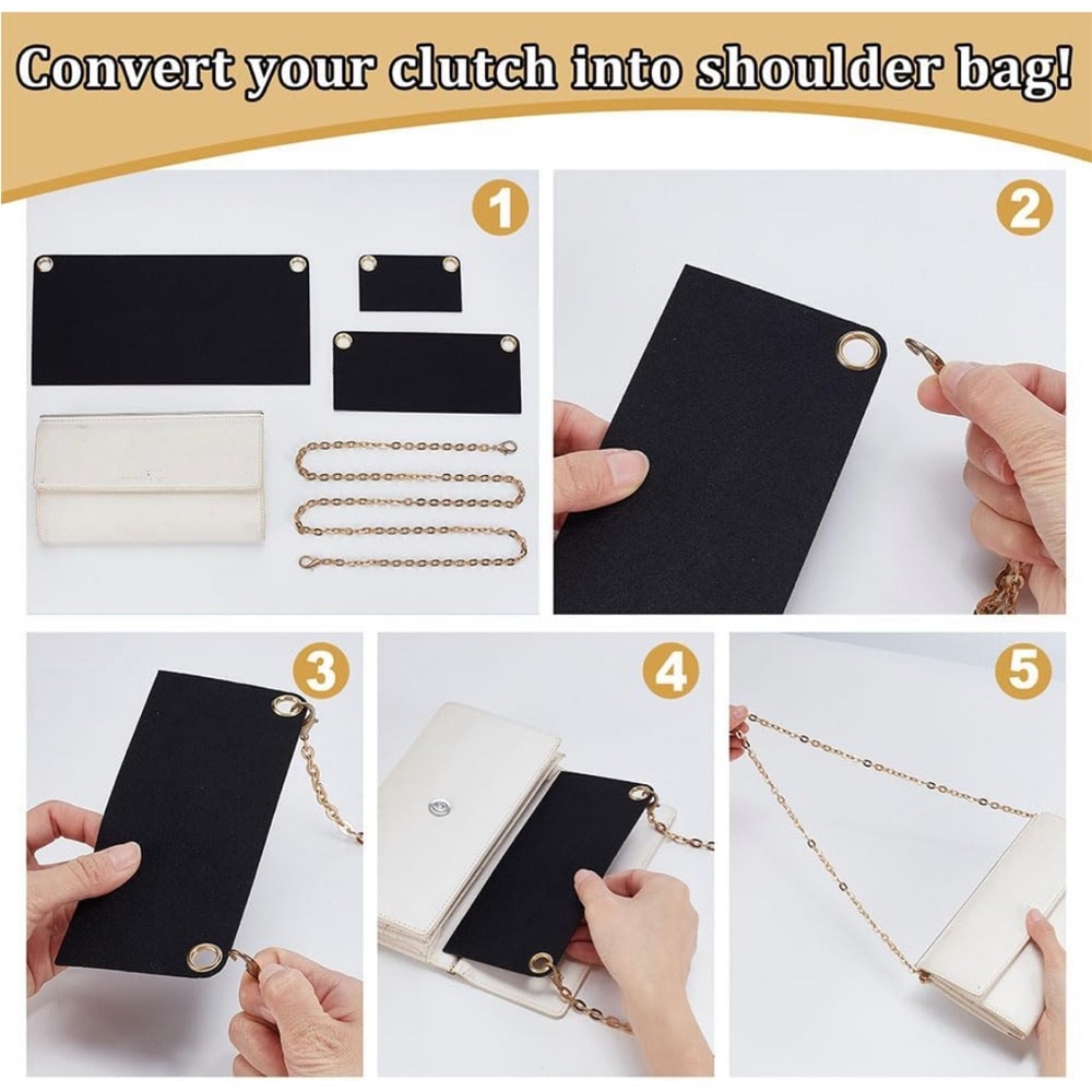 Wadorn Black Convertible Clutch to Shoulder Bag insets-Small-Medium- large 👛